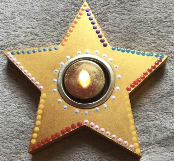 Hand-Painted Golden Star Tea Lights